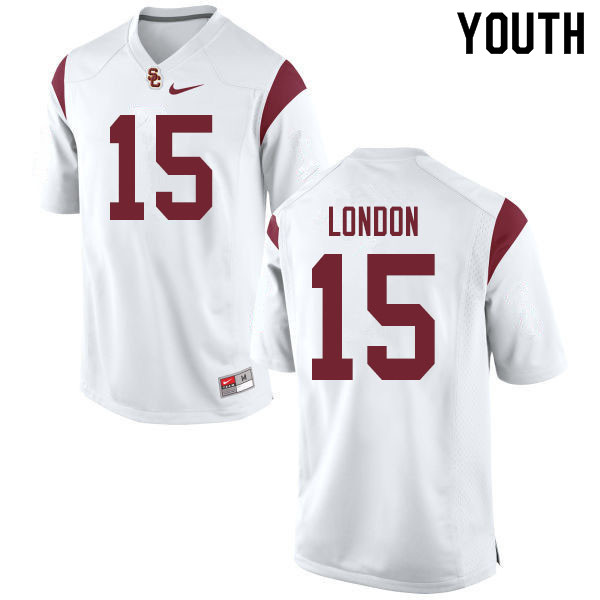 Youth #15 Drake London USC Trojans College Football Jerseys Sale-White